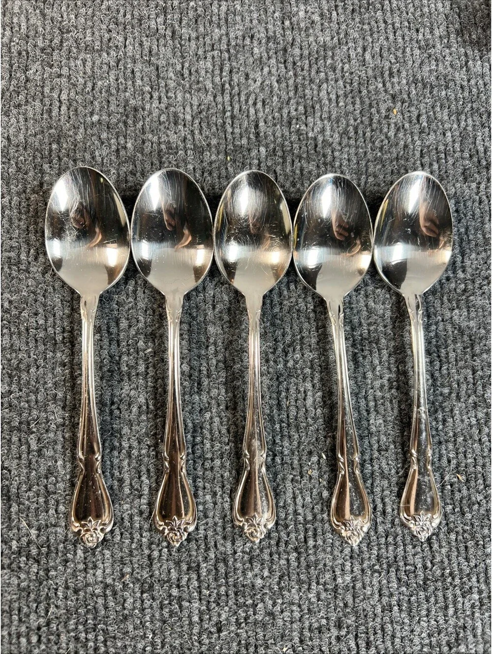 SSS Oneida Stainless Flatware Celebrity Floral Rose 5 PCs Soup Spoons  (p)